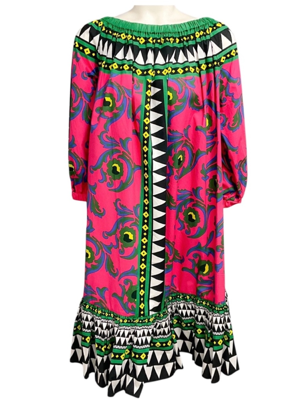 LA DOUBLEJ PINK / GREEN MULTI CARTWHEEL FUXIA PRINT POPELINE COTTON SHORT PALOMA